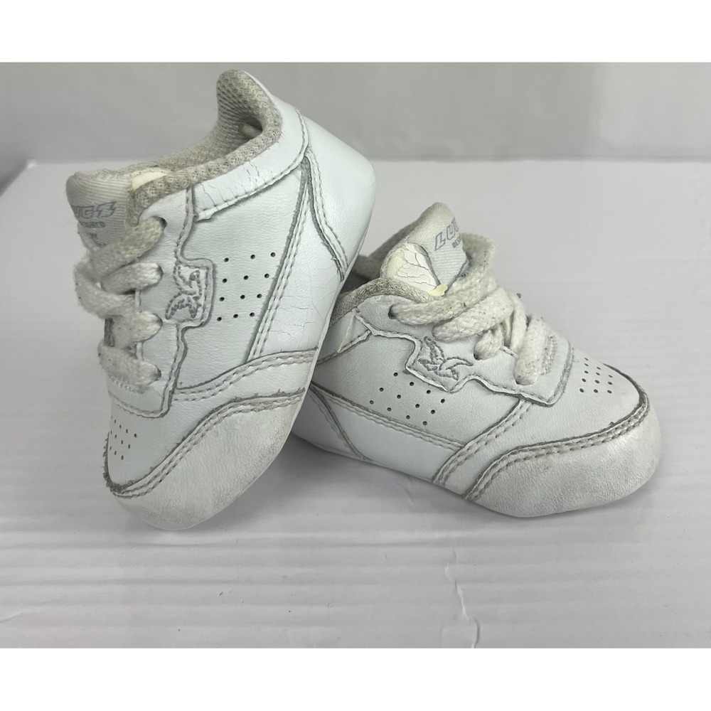 Lugz Infant White Crib Shoes Soft Sole Lace Up Low Top Sneakers Baby Size 1
